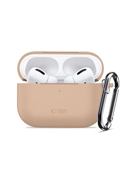 Tech-Protect Silicone Case with Hook for Apple AirPods Pro 3, Cream/Brown