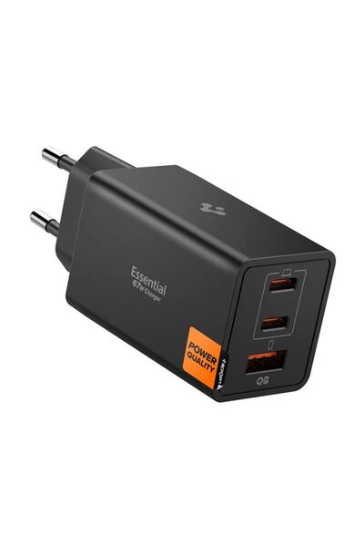 Spigen Essential 67W Network Charger 2x USB-C, 1x USB, Fast Charging, Black
