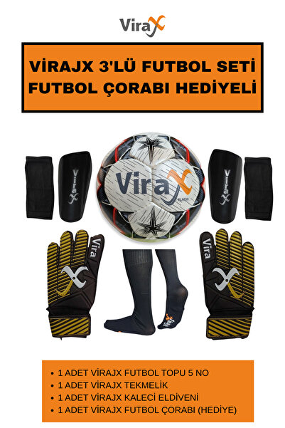 virajx Futbol Seti, El Dikişli Futbol Topu, Kaleci Eldiveni, Tekmelik ve Futb...
