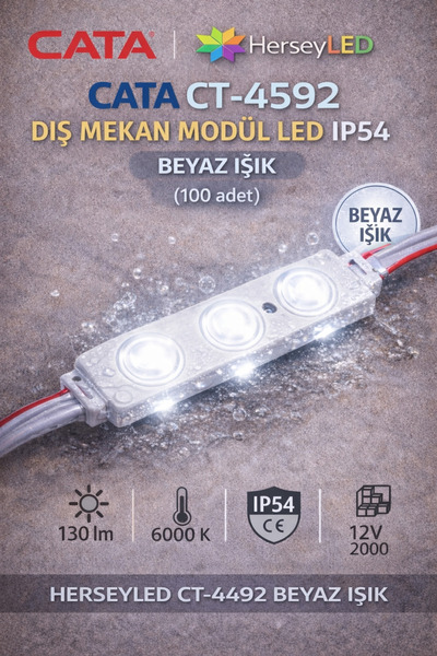 Cata CT-4592 ( 100adet ) 12V MODUL LED BEYAZ IŞIK ( 2 WATT ) KRİSTAL MERCEKLİ...