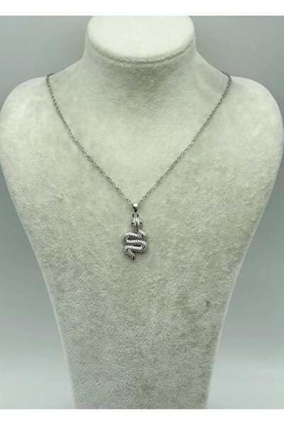 BİJU YILMAZ Steel Silver Snake Necklace - 25-Ctr203