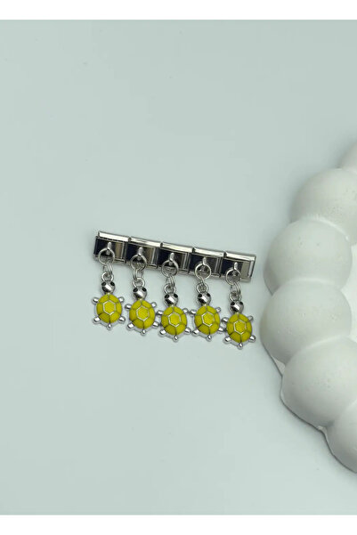 BİJU YILMAZ Steel Gold Plated Turtle Dangle Nomi Charm - 25Crm25