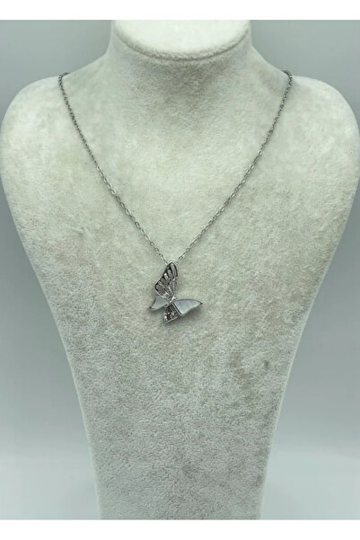 BİJU YILMAZ Steel Silver Butterfly Necklace - 25-Ctr98