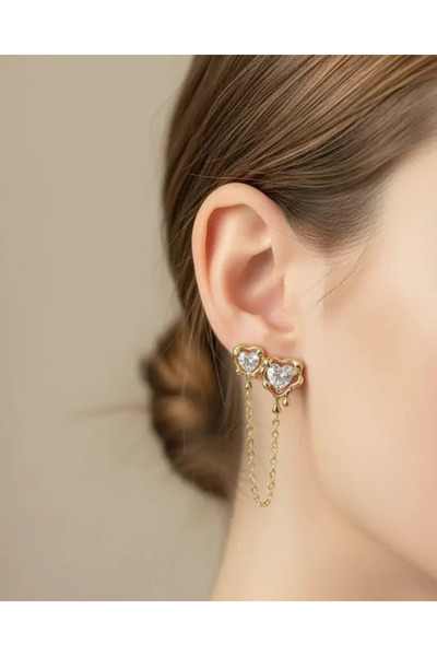 BİJU YILMAZ أقراط قلب مزدوجة من Xuping - 25-xpkp21