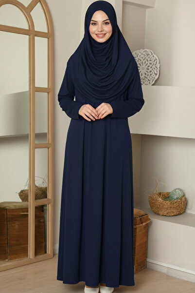 unika boutique Tek Parça Boydan Namaz Elbisesi Lacivert