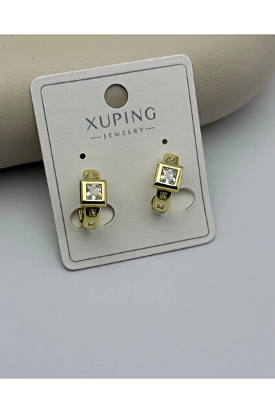 BİJU YILMAZ Xuping Gold Square Stone Earrings - 25-Xpkp57