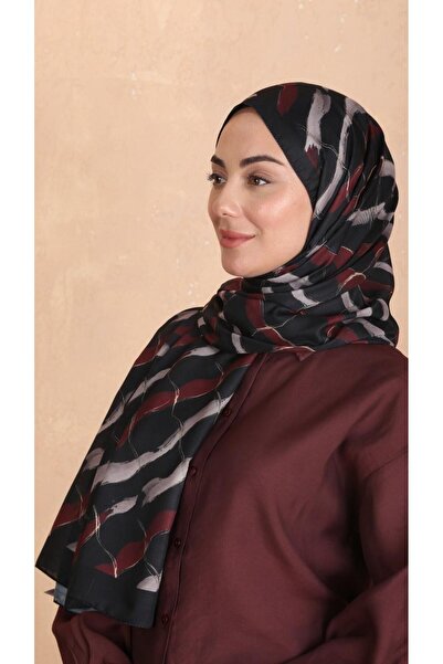 locella Koza Pamuk Şal Siyah Kırmızı