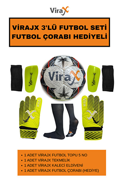 virajx Futbol Seti, El Dikişli Futbol Topu, Kaleci Eldiveni, Tekmelik ve Futb...