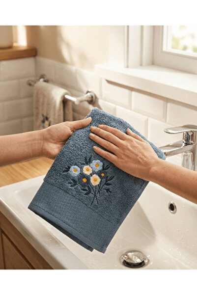 Vannes Home Colorful Punch Embroidered 100% Cotton 2-Piece Hand and Face Towe...