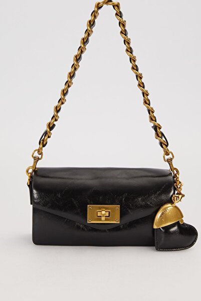 Levidor Black Half Metal Heart Shoulder Bag