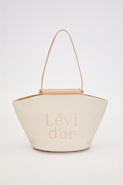 Levidor Cream Mink Fabric Look Shoulder Bag