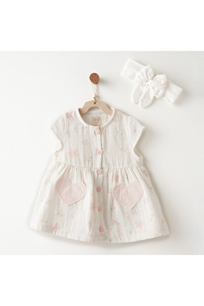 andywawa طقم فستان للأطفال مع عصابة رأس من الموسلين للاستخدام اليومي