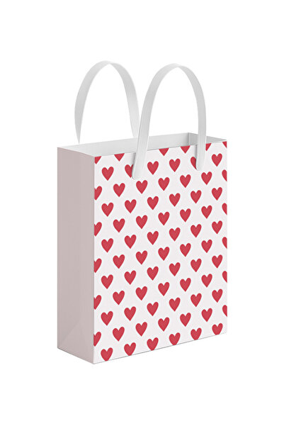 Share the Love White & Red Heart Print Gift Bag, Extra Large