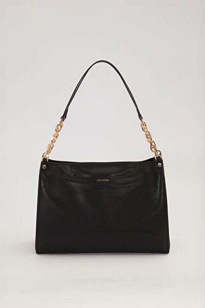 Levidor Black ring chain detailed shoulder bag