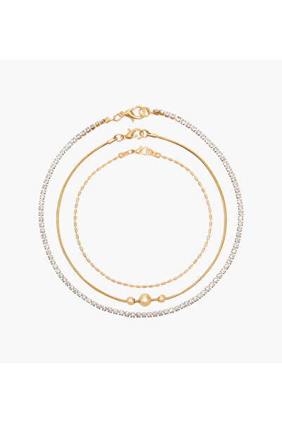 Lifestyle Pack of 3 Gold Plated Embellished Anklet