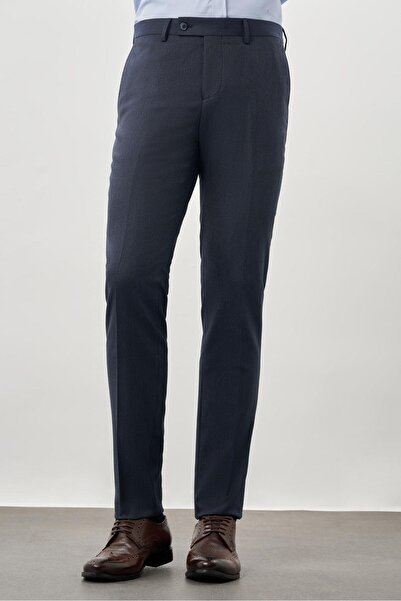 İmza Pantaloni clasici slim fit, din gabardină uni, albastru marin, cu buzuna...