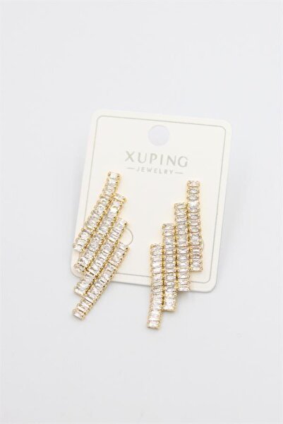 MENESSA Baguette Stone Earrings - Gold