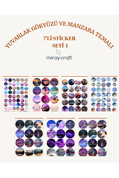 MirayDesign 7 listova okruglih nalepnica sa temom neba i pejzaža (12*17 cm)