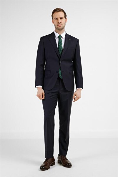 İmza Navy Blue Mono Collar 4 Drop Comfort Fit Suit 1001255177