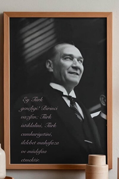Bolvyra Atatürk Poster | Mustafa Kemal Atatürk ve Gençliğe Hitabe Sözü | Siya...