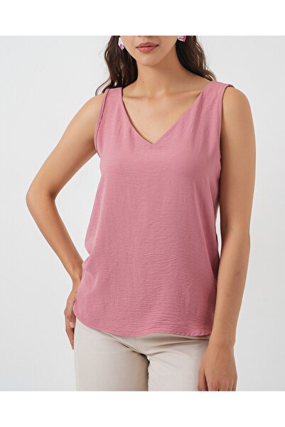Modamorfo V-Neck Zero Sleeve Blouse 950 - Dusty Rose