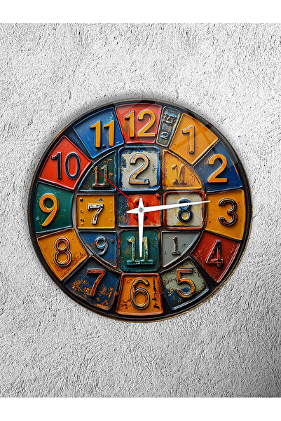 Olinpa Unbreakable Glass Wall Clock, Both Table and Wall Clock, Colorful Bloc...
