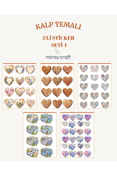MirayDesign 5 listova set naljepnica sa temom srca (12*17 cm) / Za albume, bu...