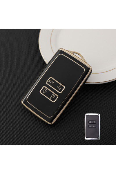 choice2 غطاء كامل جديد لمفاتيح السيارة من مادة TPU السوداء بحواف ذهبية اللون،...