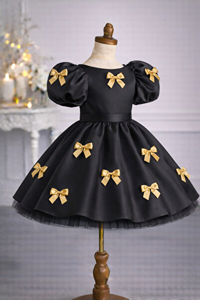 İkrabutikbursa Girl's Bow Detailed Dress, Girl's Graduation Dress