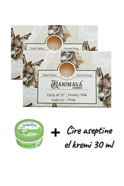 KMS HOME Hanımağa Donkey Milk Soap Natural 100 Gr X 2 Pieces + 30 ml Hand Cream