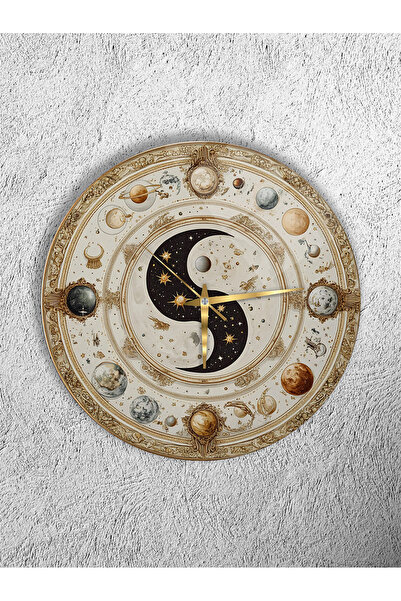 Olinpa KIRILMAZ CAM DUVAR SAATİ , HEM TABLO HEM SAAT ASTROLOJİ VE GEZEGEN TEM...