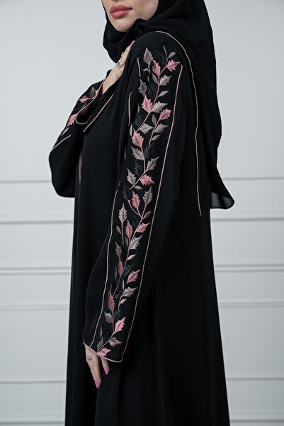 LAVİNİA Lavinia women's abaya, internet fabric, quarter-circle sleeves, rose ...