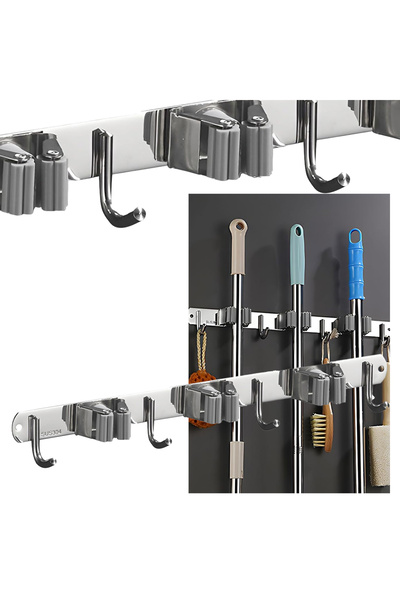 Skygo حامل مكنسة كهربائية بأربعة خطافات وثلاثة مشابك