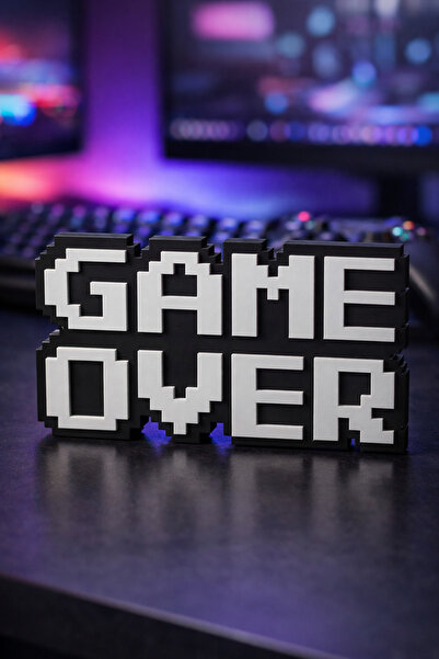 loftico GAME OVER Yazısı Yayıncı Oyuncu Gamer Dekor Masaüstü Aksesuar 15 cm 8...