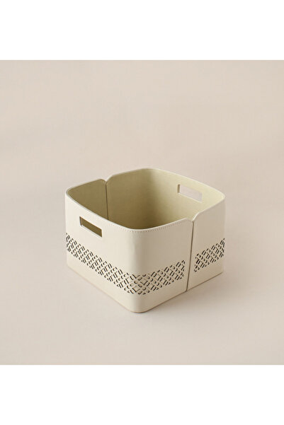 Lifestyle سلة تخزين مزخرفة بنقوش محفورة - 32 × 31 × 21 سم