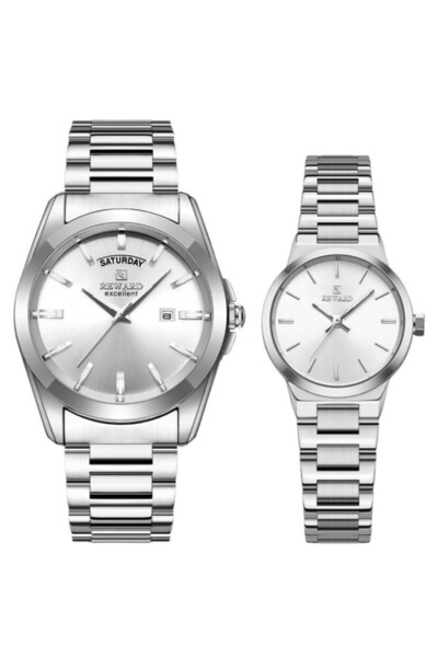 Reward Marka Metal Kordonlu Çift Saati