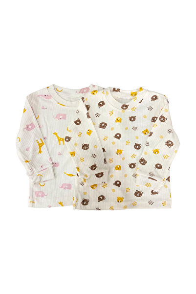 TWOO KİDS Baby Girl Cotton Patterned Long Sleeve Pajama Top Set 2-Piece Advan...
