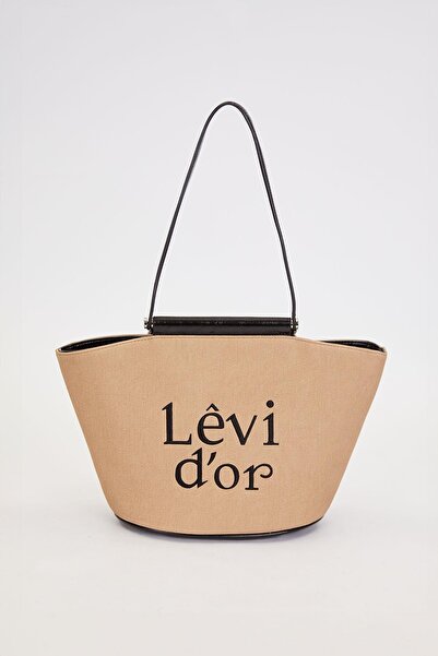 Levidor Khaki - Black Fabric Look Shoulder Bag