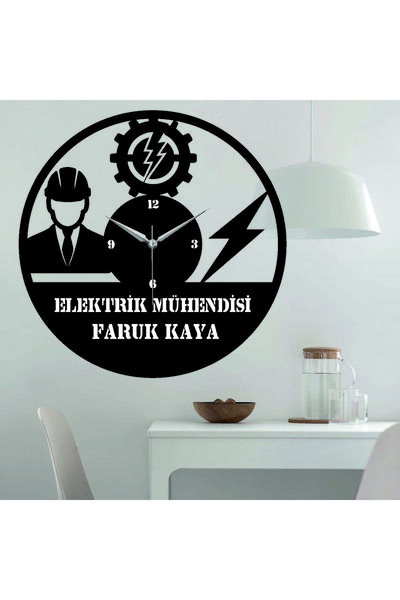 hediyelikevi Elektrik 2 Mühendisi Ahşap Duvar Saati