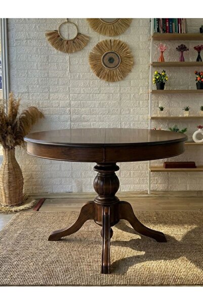 silla Concept Baba Ayaklı Masa Ahşap Yuvarlak Koyu Ceviz Renkli Açılır Masa (...