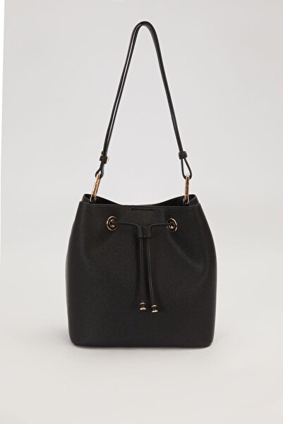 Levidor Black Wallet Detailed Drawstring Shoulder Bag