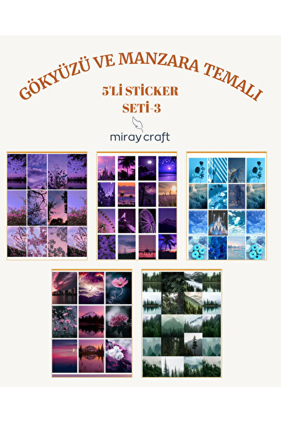 MirayDesign 5 listova seta naljepnica sa temom neba i pejzaža (12*17 cm)