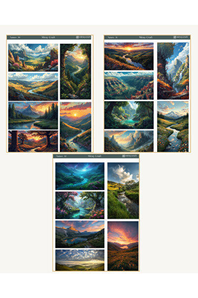 MirayDesign Set de 6 coli de autocolante cu tematică natură (12*17 cm)/Pentru album foto, jurnal, planificator