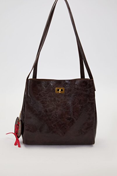 Levidor K.Burgundy Knitted Shoulder Bag with Accessory Detail