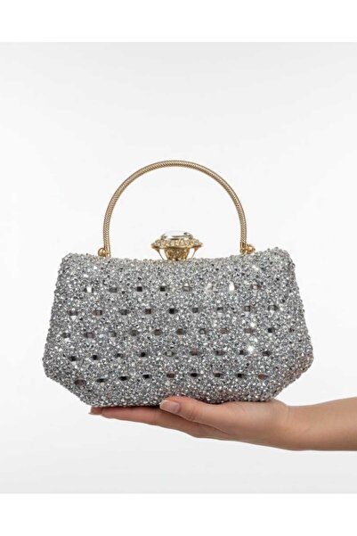 VARLIK AYAKKABI ÇANTA New Season Stone-Embellished Evening Dress Bag with Han...