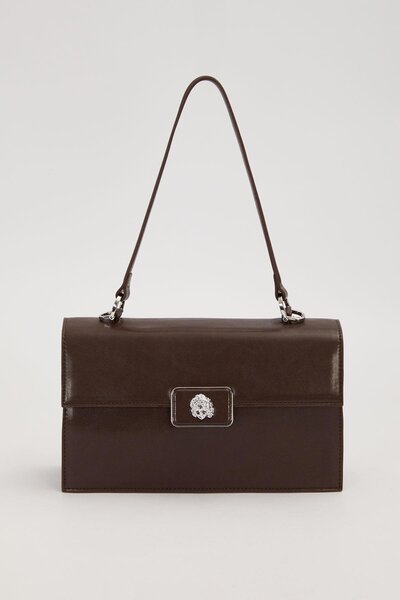 Levidor Camel Square Shape Charm Detailed Shoulder Bag