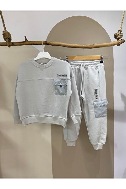 NOBLEKIDS Text Printed Gray Suit – Boys, One & Nice, 100% Cotton, 3 Yarns Wit...