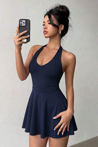 JE-TU Двуслойна рокля с къси ръкави и деколте тип халтер JT9345