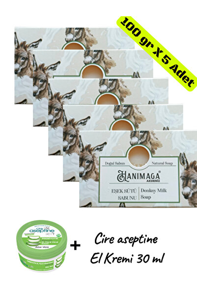 KMS HOME Hanımağa Doğal Eşek Sütü Sabunu 100 gr x 5 Adet + El Kremi 30 ml