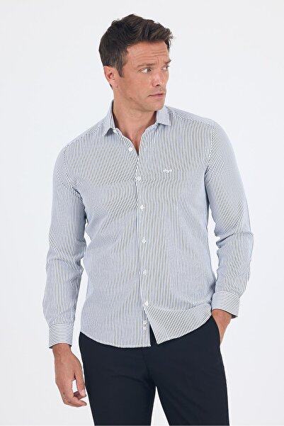 İmza Cămașă cu mânecă lungă, cu model în dungi, cu guler italian, fără buzuna...